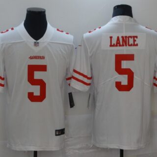 Men San Francisco 49ers #5 Trey Lance Jersey White 2021 Limited Football