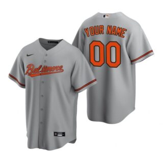 Men's Custom Baltimore Orioles Cool Base Jersey Gray