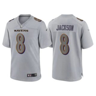 Youth Baltimore Ravens Lamar Jackson Gray Atmosphere Fashion Stitched Jersey