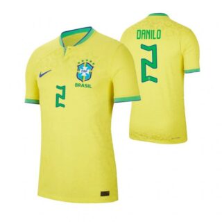 Men's Danilo Brazil National Team Yellow Home Soccer Jersey 2022-23