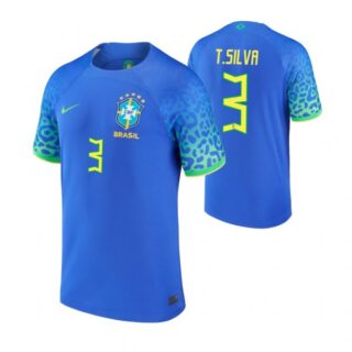 Men's Thiago Silva Brazil National Team Blue Away Soccer Jersey 2022-23