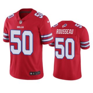 Men's #50 Gregory Rousseau Buffalo Bills Vapor Limited Jersey Stitched Red
