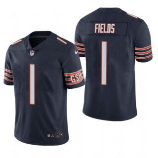 Men's #1 Justin Field Chicago Bears Vapor Limited Jersey Stitched Navy