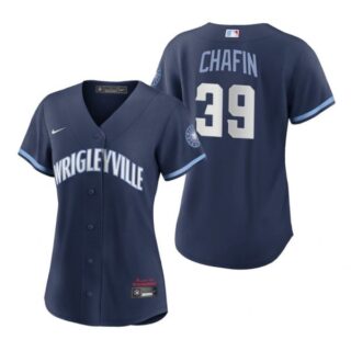 Women Chicago Cubs Andrew Chafin City Connect Wrigleyville Jersey Navy Stitched