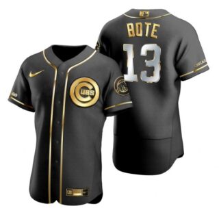 Men's David Bote Chicago Cubs Flex Base Jersey Black Golden