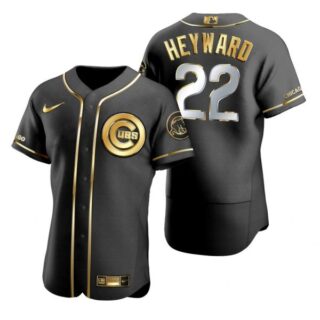 Men's Jason Heyward Chicago Cubs Flex Base Jersey Black Golden
