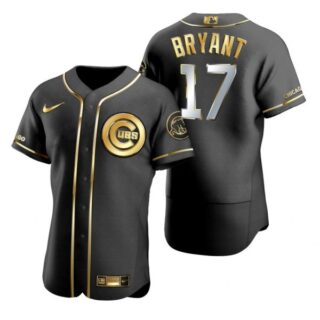 Men's Kris Bryant Chicago Cubs Flex Base Jersey Black Golden