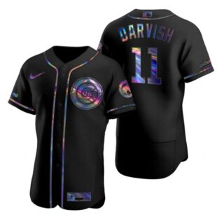 Men's Yu Darvish Chicago Cubs Flex Base Jersey Black Holographic