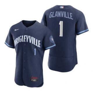 Men's - Flex Base Chicago Cubs Doug Glanville City Connect Wrigleyville Jersey Navy Stitched