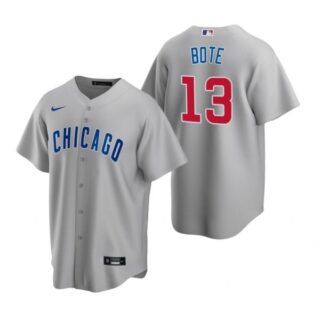 Men's David Bote Chicago Cubs Cool Base Jersey Gray