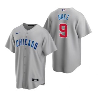 Men's Javier Baez Chicago Cubs Cool Base Jersey Gray