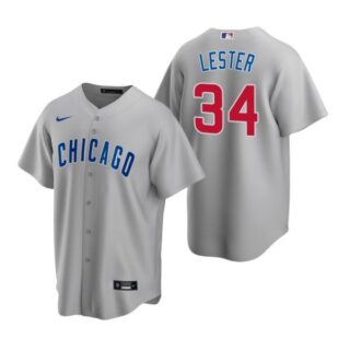 Men's Jon Lester Chicago Cubs Cool Base Jersey Gray