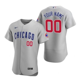 Men's Custom Chicago Cubs Flex Base Jersey Gray
