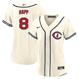 Women's Chicago Cubs Ian Happ 2022 Field of Dreams Cream Stitched Jersey With Name