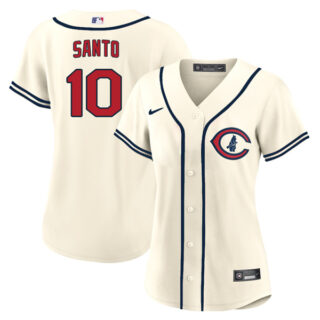 Women's Chicago Cubs Ron Santo 2022 Field of Dreams Cream Stitched Jersey With Name