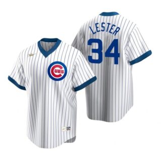 Men's Jon Lester Chicago Cubs Cool Base Jersey White Cooperstown