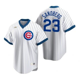 Men's Ryne Sandberg Chicago Cubs Cool Base Jersey White Cooperstown