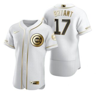 Men's Kris Bryant Chicago Cubs Flex Base Jersey White Golden
