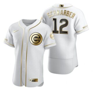 Men's Kyle Schwarber Chicago Cubs Flex Base Jersey White Golden