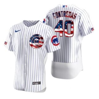 Men's Willson Contreras Chicago Cubs Flex Base Jersey White Stars