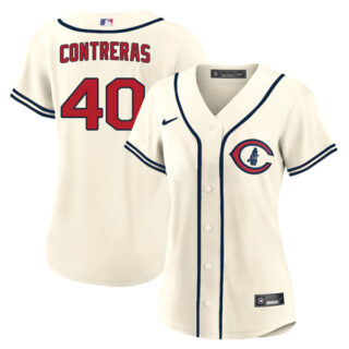 Women's Chicago Cubs Willson Contreras 2022 Field of Dreams Cream Stitched Jersey With Name