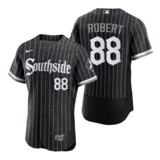 Men's Flex Base Chicago White Sox Luis Robert 2021 City Connect Southside Jersey Black Stitched