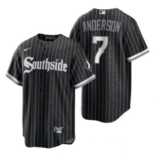 Men's Cool Base Chicago White Sox Tim Anderson 2021 City Connect Southside Jersey Black Stitched