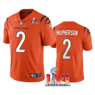 Men's Evan McPherson Cincinnati Bengals 2022 Super Bowl LVI Vapor Limited Stitched Jersey Orange