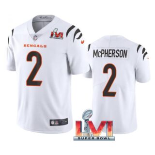 Men's Evan McPherson Cincinnati Bengals 2022 Super Bowl LVI Vapor Limited Stitched Jersey White