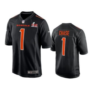 Men's Ja'Marr Chase Cincinnati Bengals 2022 Super Bowl LVI Black Bound Game Stitched Jersey