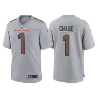 Men's Cincinnati Bengals Ja'Marr Chase Gray Atmosphere Fashion Stitched Jersey