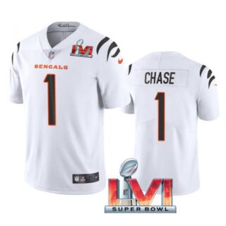 Men's Ja'Marr Chase Cincinnati Bengals 2022 Super Bowl LVI Vapor Limited Stitched Jersey White