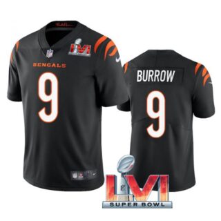 Men's Joe Burrow Cincinnati Bengals 2022 Super Bowl LVI Vapor Limited Stitched Jersey Black