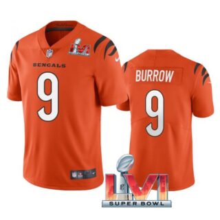 Men's Joe Burrow Cincinnati Bengals 2022 Super Bowl LVI Vapor Limited Stitched Jersey Orange