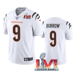 Men's Joe Burrow Cincinnati Bengals 2022 Super Bowl LVI Vapor Limited Stitched Jersey White