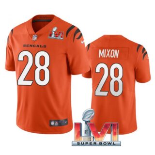 Men's Joe Mixon Cincinnati Bengals 2022 Super Bowl LVI Vapor Limited Stitched Jersey Orange