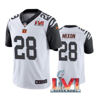 Men's Joe Mixon Cincinnati Bengals 2022 Super Bowl LVI White Color Rush Limited Stitched Jersey