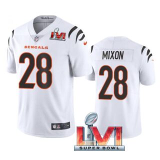 Men's Joe Mixon Cincinnati Bengals 2022 Super Bowl LVI Vapor Limited Stitched Jersey White