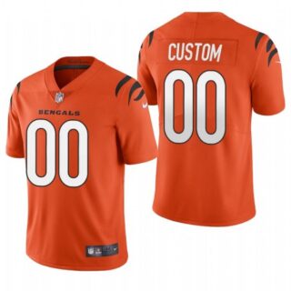 Men's Custom Cincinnati Bengals Vapor Limited Jersey Stitched 2021 Orange