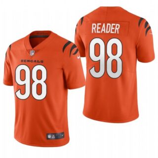Men's #98 D.J. Reader Cincinnati Bengals Vapor Limited Jersey Stitched 2021 Orange