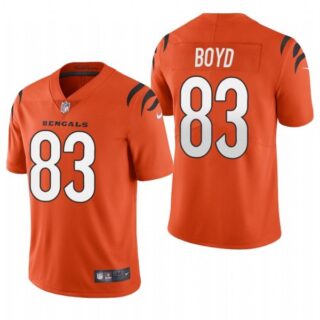 Men's #83 Tyler Boyd Cincinnati Bengals Vapor Limited Jersey Stitched 2021 Orange