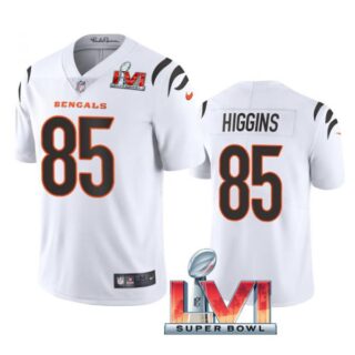 Men's Tee Higgins Cincinnati Bengals 2022 Super Bowl LVI Vapor Limited Stitched Jersey White