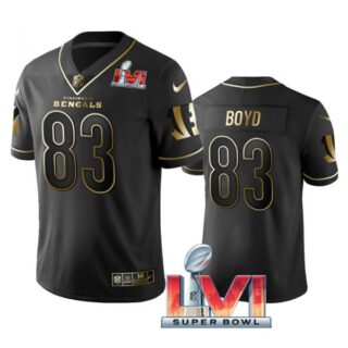 Men's Tyler Boyd Cincinnati Bengals 2022 Super Bowl LVI Black Golden Stitched Jersey