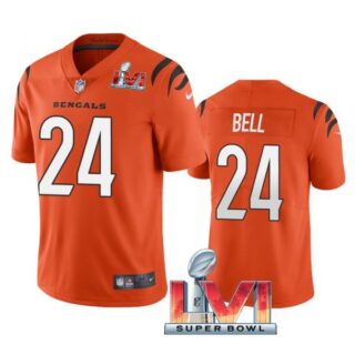 Men's Vonn Bell Cincinnati Bengals 2022 Super Bowl LVI Vapor Limited Stitched Jersey Orange