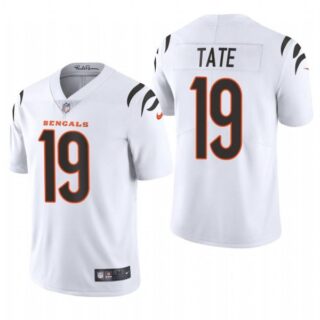 Men's #19 Auden Tate Cincinnati Bengals Vapor Limited Jersey Stitched 2021 White