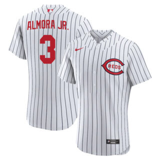 Men's Flex Base Cincinnati Reds Albert Almora Jr. 2022 Field of Dreams White Stitched Jersey With Name