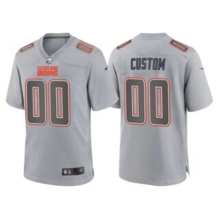 Men's Cleveland Browns Custom Gray Atmosphere Fashion Stitched Jersey