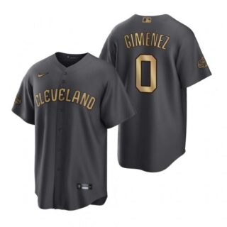 Men's Cool Base Andres Gimenez Cleveland Guardians 2022 MLB All-Star Game Charcoal Black Stitched Jersey