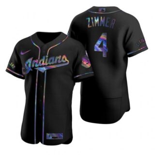 Men's Bradley Zimmer Cleveland Indians Flex Base Jersey Black Holographic