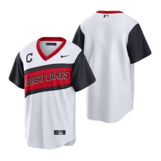 Men's Blank Cleveland Indians White Home 2021 Little League Classic Jersey
